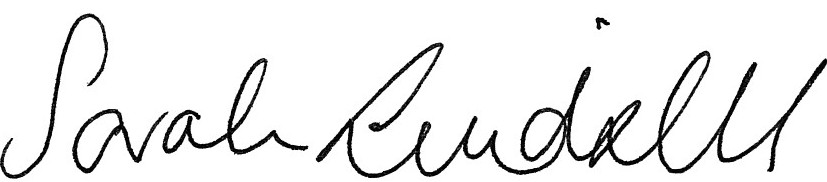 CEO of The Brain Tumour Charity, Sarah Lindsell's signature