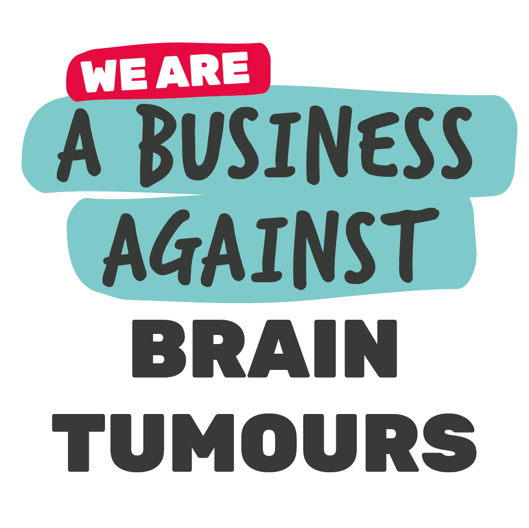 en example of a badge for those interested in workplace fundraising, it reads We are a business against brain tumours