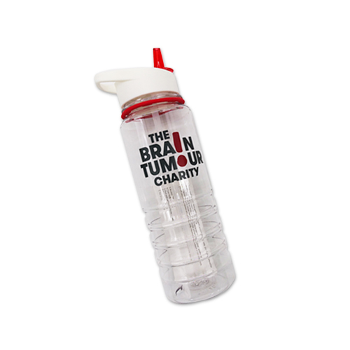 plastic sports bottle on white background