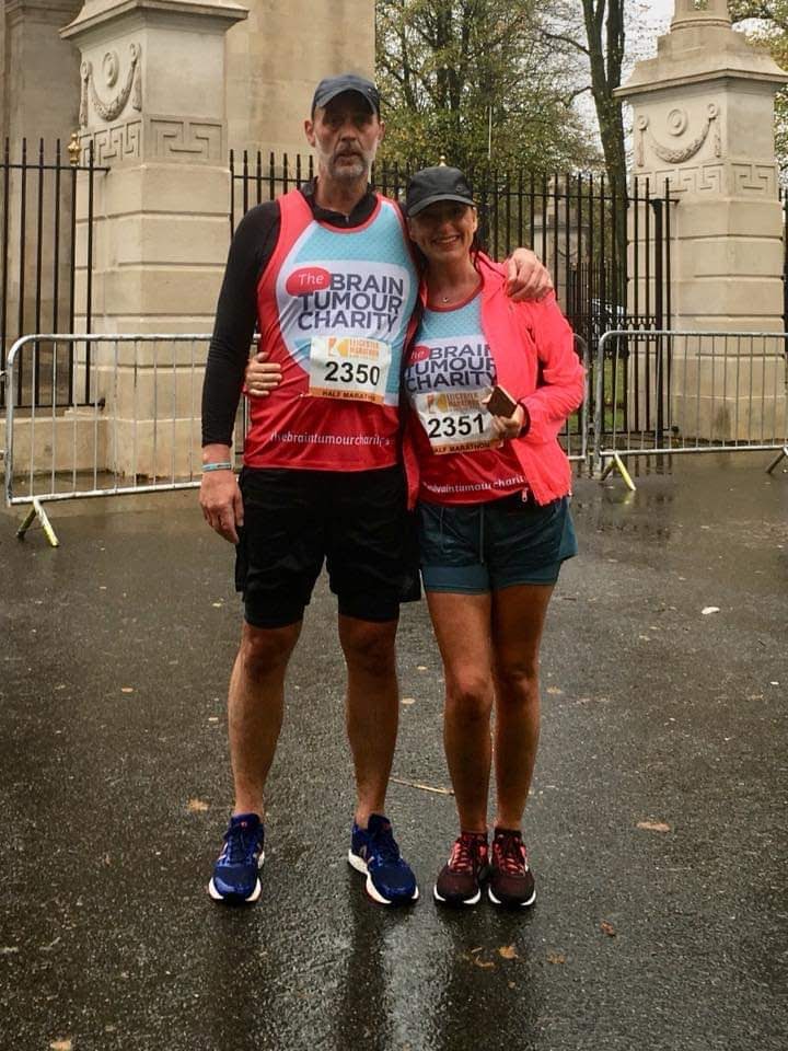 John and Rachel after completing a half marathon in preparation for the London Marathon