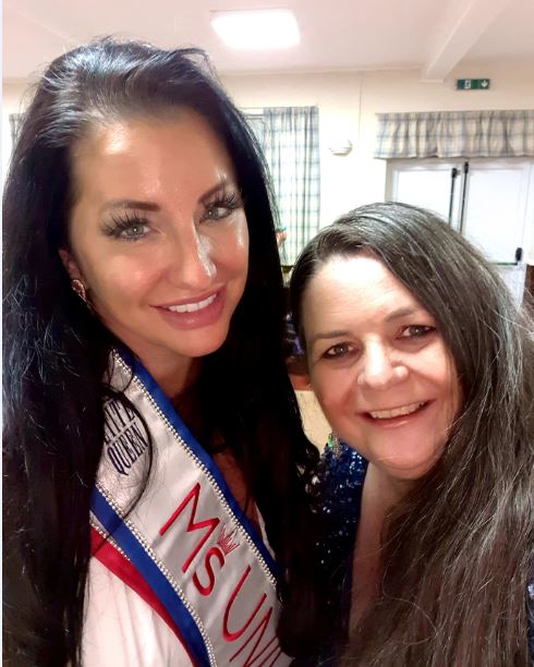 Karen Bucknall with Kerri Parker at a beauty pageant.