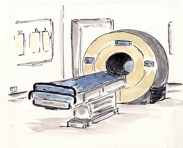 illustration of an MRI machine from Mummy Has a Lump