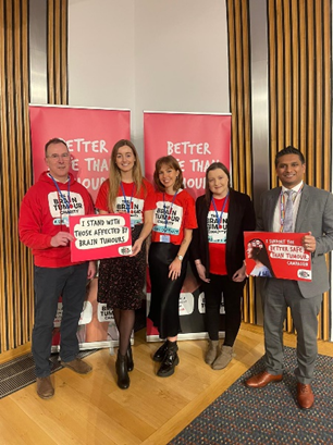 Volunteers from The Brain Tumour Charity meet with MSPs for Brain Tumour Awareness Month