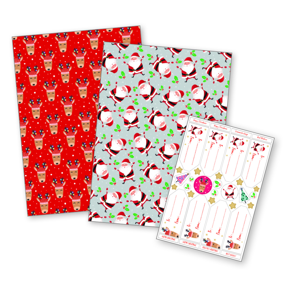 Santa and Rudolph Christmas gift wrap