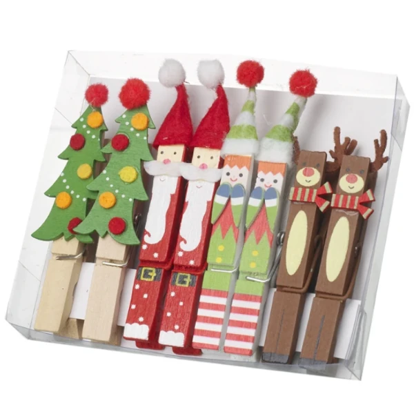 wooden Christmas card pegs in their packaging