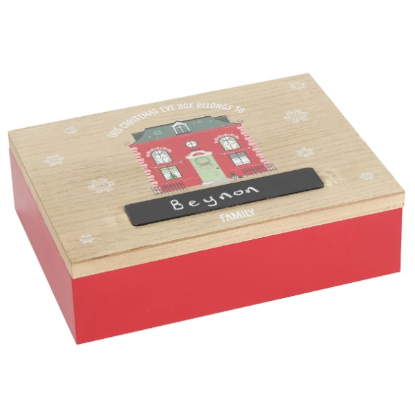 a wooden Christmas Eve box