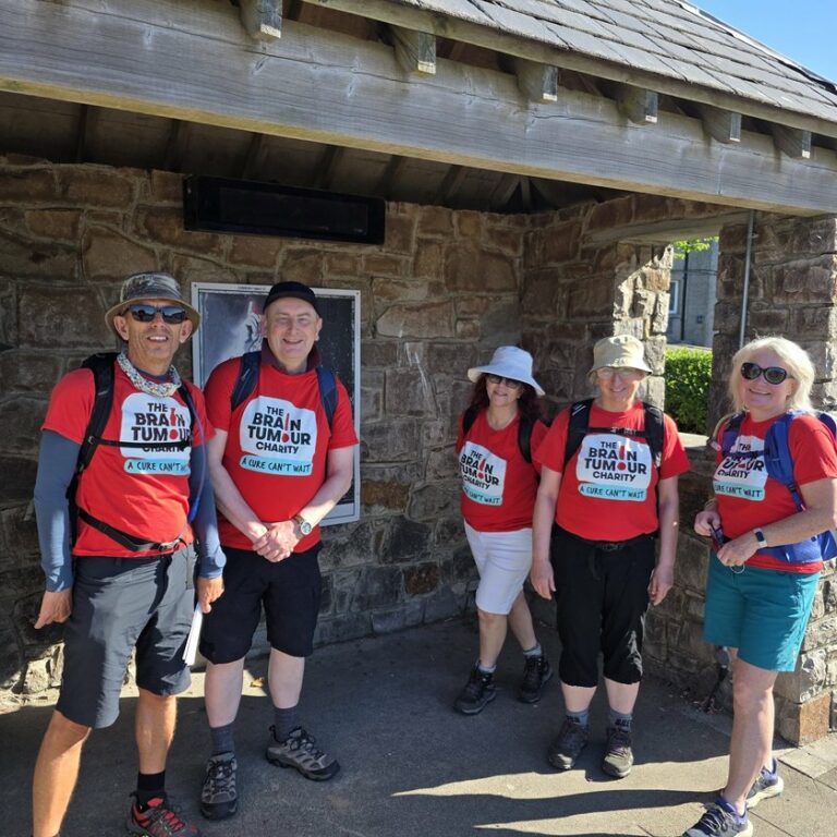 Supporters on walk to remember Glynwen wear The Brain Tumour Charity t-shirts