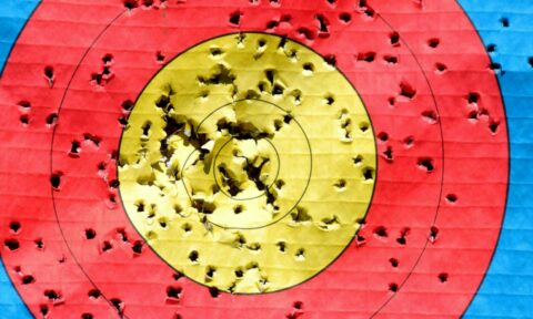 An archery target representing the targets of the National Cancer Plan