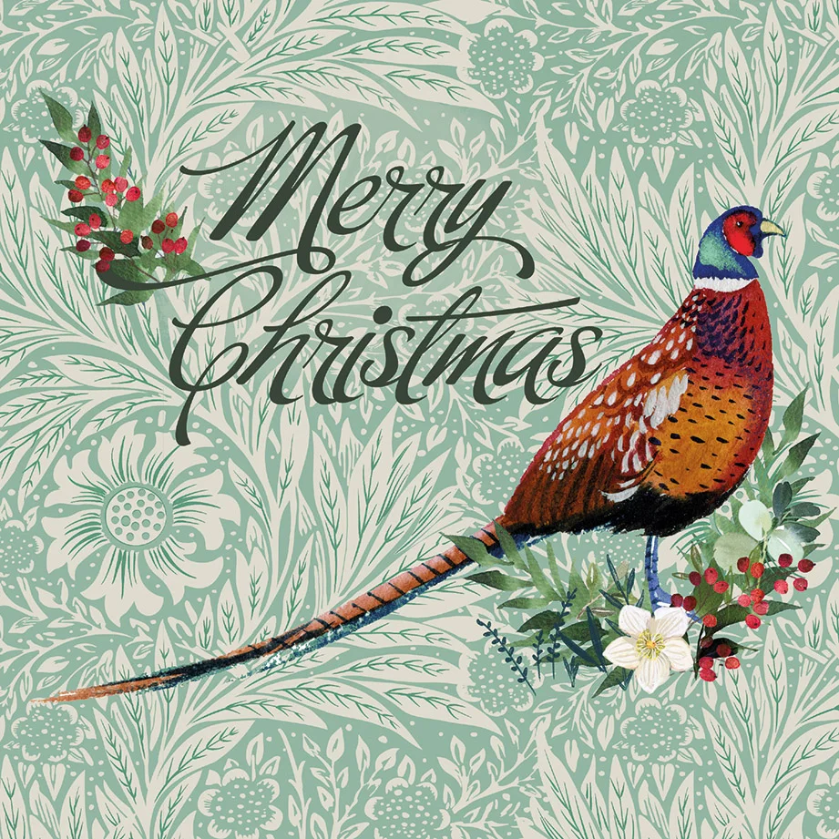 Charity Christmas Card featuring a pheasant
