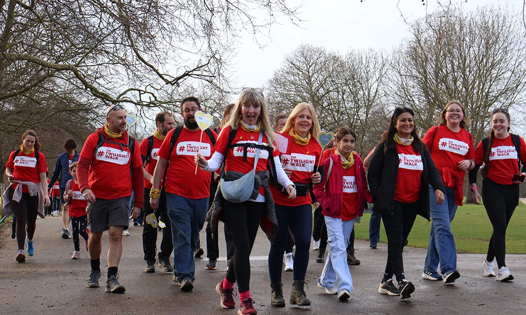 People walking in The Twilight Walk, a great way to get involved with The Brain Tumour Charity