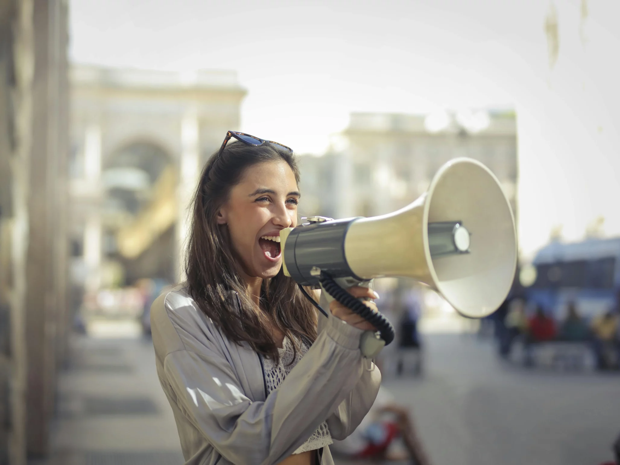 Woman holding megaphone