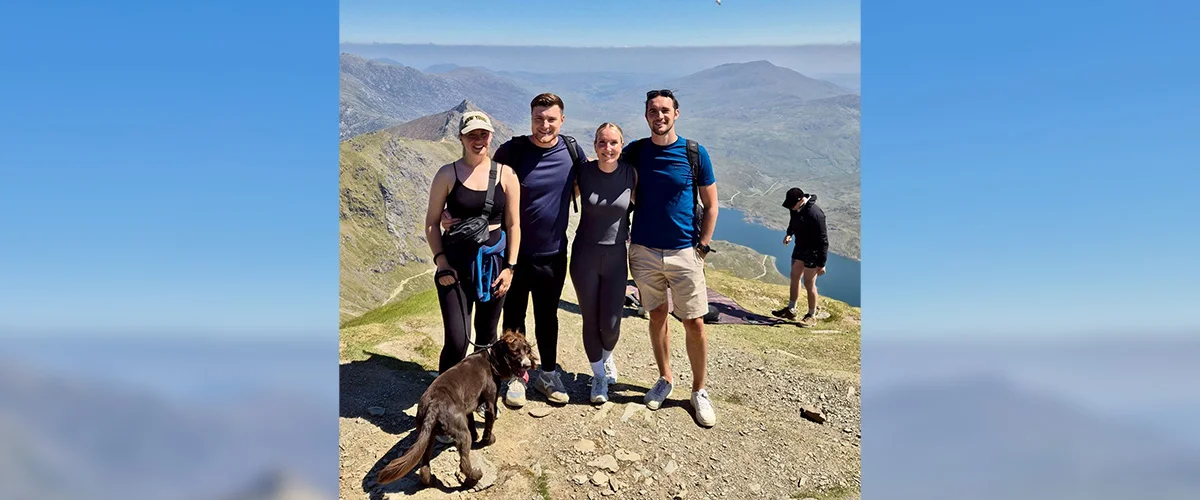 Megan, Alex and Adam with dog Bueno training to climb Kilimanjaro