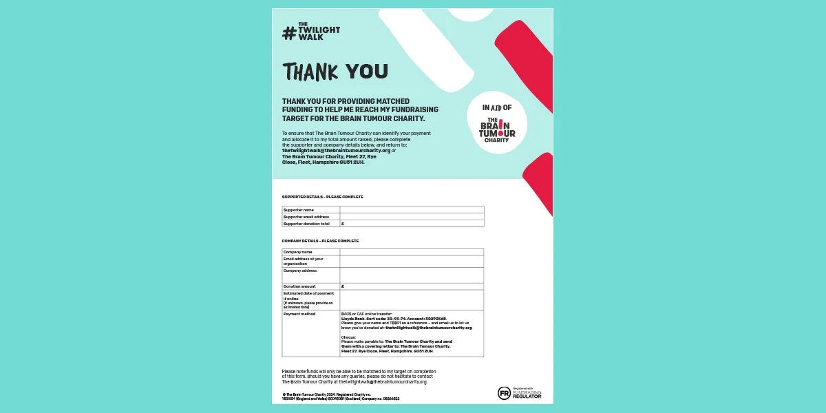 Matched Fundraising form for The Twilight Walk