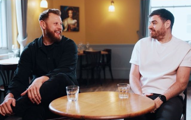 Brothers James (from electronic music group Bicep) and Mark (a Michelin starred chef) sit at a table in a pub. They are the driving force behind SENSORA - a sensory experience in London