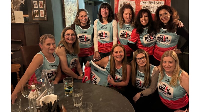 A group of friends running a half marathon with Jane Roberts for The Brain Tumour Charity