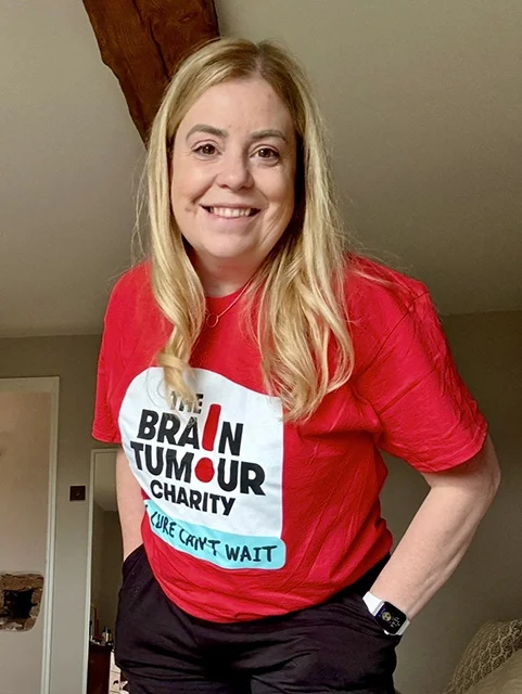 Jane Roberts in The Brain Tumour Charity T-shirt